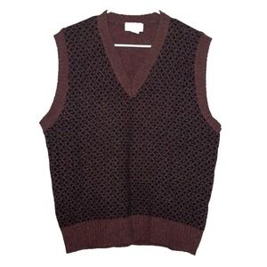 VTG Christopher Hayes Sweater Vest Men's Large Brown Pure Wool V-Neck‎